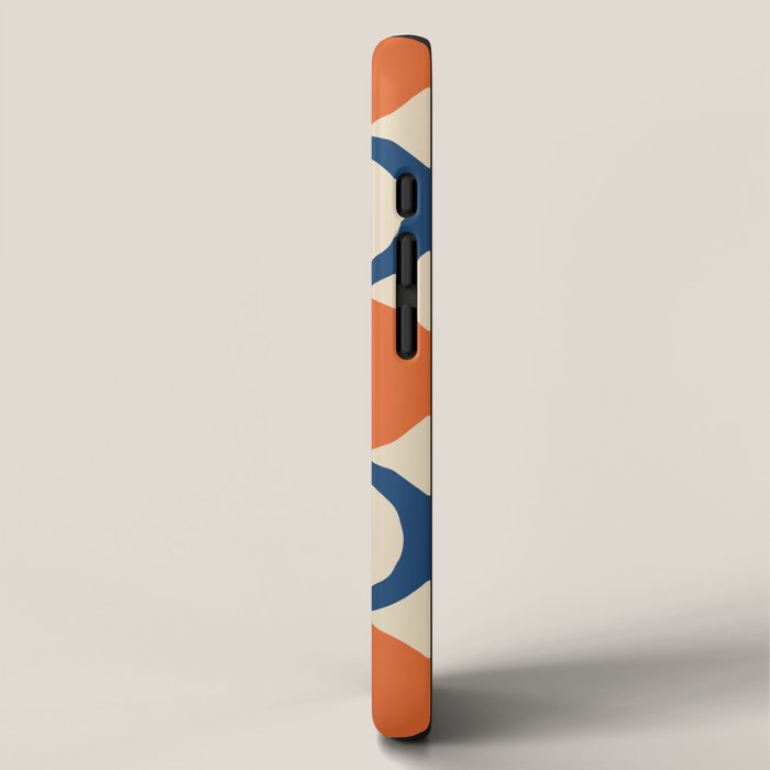 Mid Century Modern Scandinavian Pattern 534 Beige Blue and Orange iPhone Case Gallery Image 2