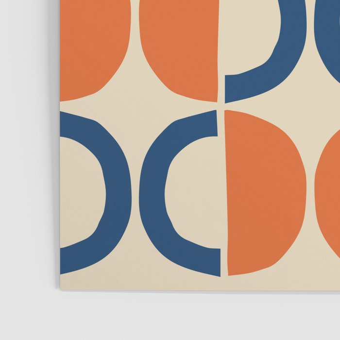 Mid Century Modern Scandinavian Pattern 534 Beige Blue and Orange Poster Gallery Image 3