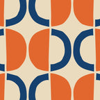 Mid Century Modern Scandinavian Pattern 534 Beige Blue and Orange Coffee Mug Gallery Image 2