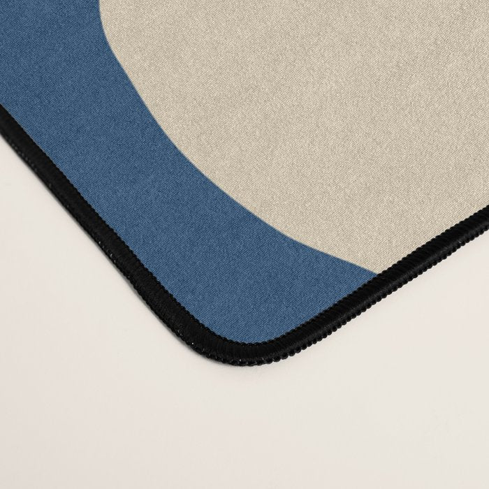 Mid Century Modern Scandinavian Pattern 534 Beige Blue and Orange Desk Mat Gallery Image 4