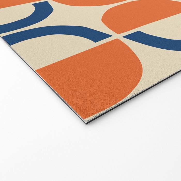 Mid Century Modern Scandinavian Pattern 534 Beige Blue and Orange Welcome Mat Gallery Image 2