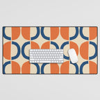 Mid Century Modern Scandinavian Pattern 534 Beige Blue and Orange Desk Mat Gallery Image 1