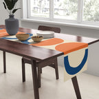Mid Century Modern Scandinavian Pattern 534 Beige Blue and Orange Table Runner Gallery Image 2