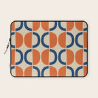 Mid Century Modern Scandinavian Pattern 534 Beige Blue and Orange Laptop Sleeve Gallery Image 1
