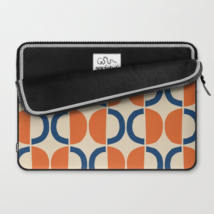 Mid Century Modern Scandinavian Pattern 534 Beige Blue and Orange Laptop Sleeve Gallery Image 2