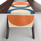 Mid Century Modern Scandinavian Pattern 534 Beige Blue and Orange Table Runner Gallery Image 1
