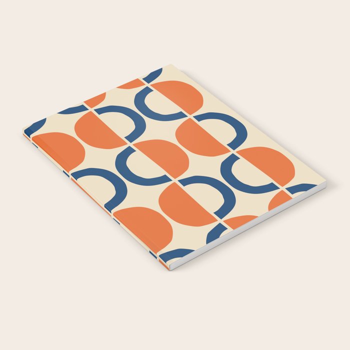 Mid Century Modern Scandinavian Pattern 534 Beige Blue and Orange Notebook Gallery Image 2