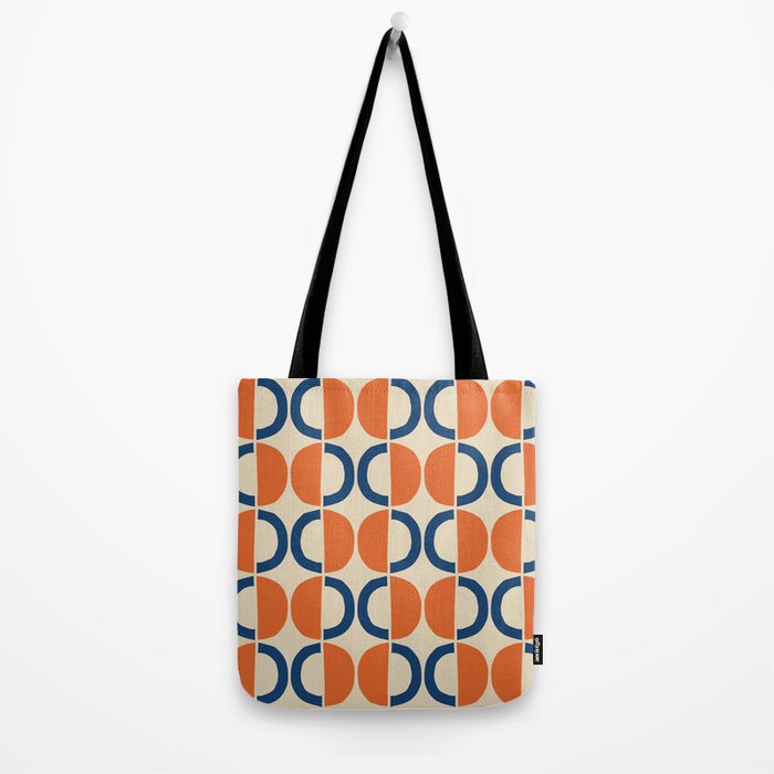 Mid Century Modern Scandinavian Pattern 534 Beige Blue and Orange Tote Bag Gallery Image 2