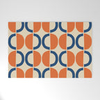 Mid Century Modern Scandinavian Pattern 534 Beige Blue and Orange Welcome Mat Gallery Image 1
