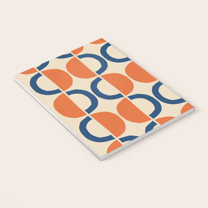 Mid Century Modern Scandinavian Pattern 534 Beige Blue and Orange Notebook Gallery Image 3