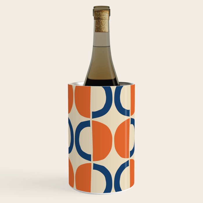 Mid Century Modern Scandinavian Pattern 534 Beige Blue and Orange Wine Chiller Gallery Image 3
