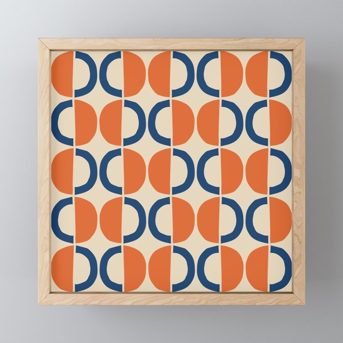 Mid Century Modern Scandinavian Pattern 534 Beige Blue and Orange Mini Art Print Gallery Image 1