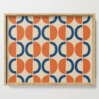 Mid Century Modern Scandinavian Pattern 534 Beige Blue and Orange Serving Tray Gallery Image 1