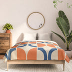 Mid Century Modern Scandinavian Pattern 534 Beige Blue and Orange Comforter Gallery Image 3