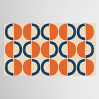 Mid Century Modern Scandinavian Pattern 534 Beige Blue and Orange Tablecloth Gallery Image 2
