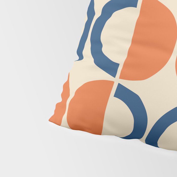 Mid Century Modern Scandinavian Pattern 534 Beige Blue and Orange Pillow Sham Gallery Image 4
