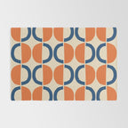 Mid Century Modern Scandinavian Pattern 534 Beige Blue and Orange Rug Gallery Image 2
