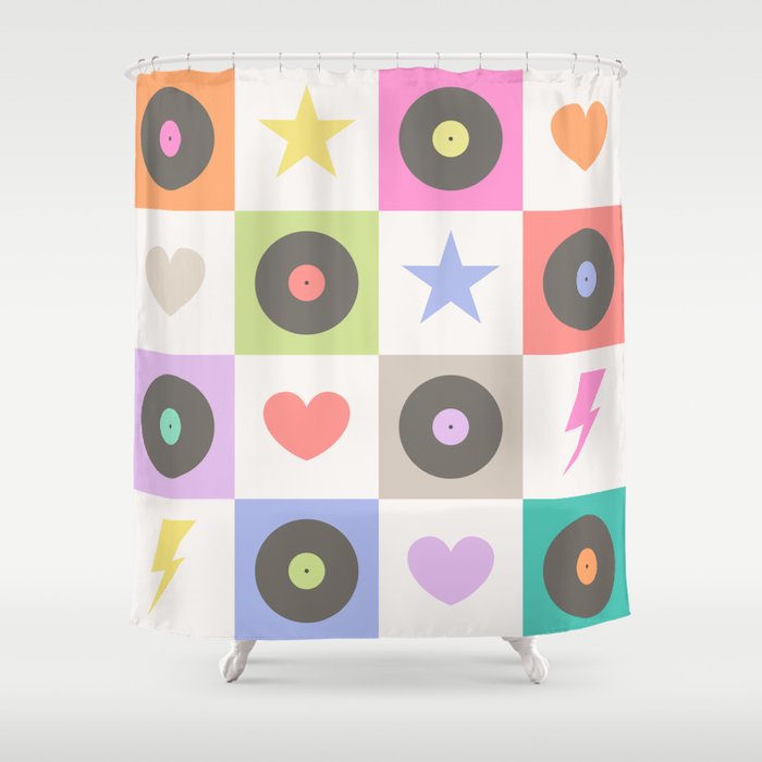 Colorful Checkerboard 80s - Pastel Colors Shower Curtain Gallery Image 1