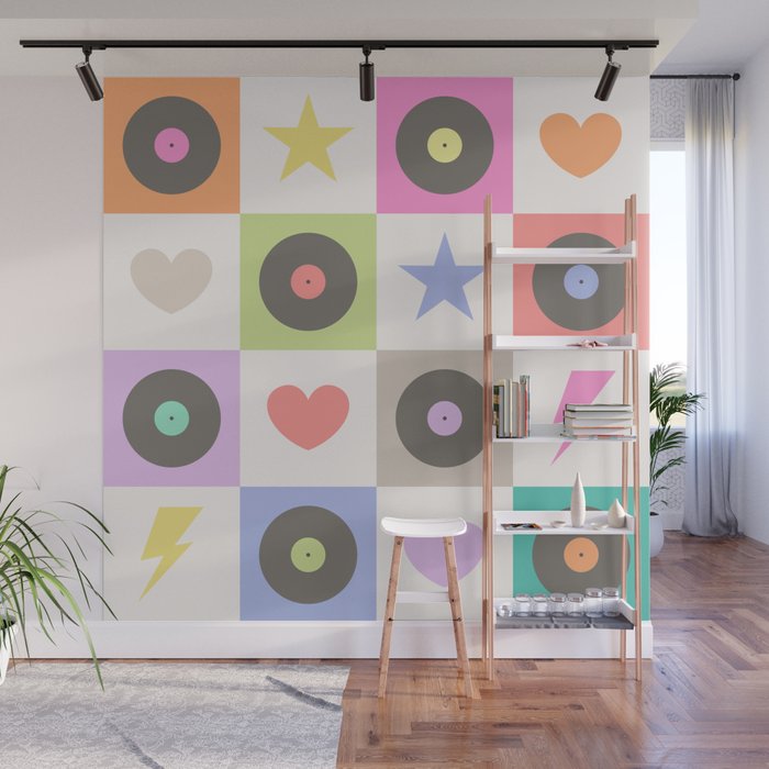 Colorful Checkerboard 80s - Pastel Colors Wall Mural Gallery Image 1
