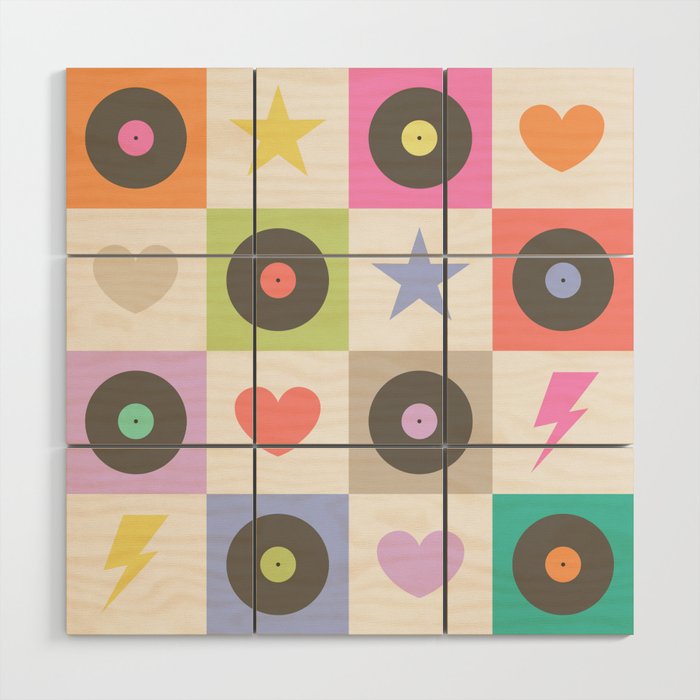 Colorful Checkerboard 80s - Pastel Colors Wood Wall Art Gallery Image 1