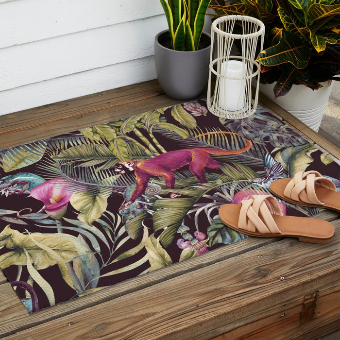 Fantasy in the nocturnal tropical jungle Outdoor Rug Gallery Image 2