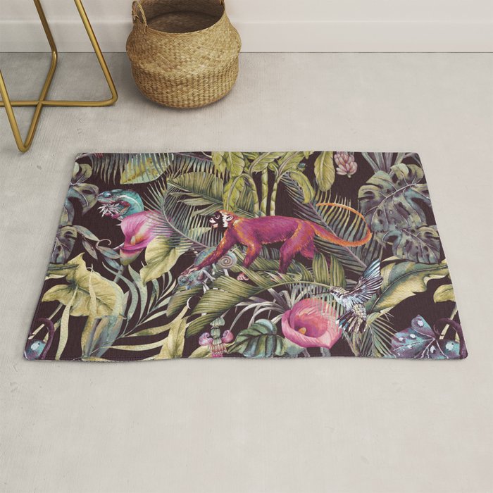 Fantasy in the nocturnal tropical jungle Rug Gallery Image 1