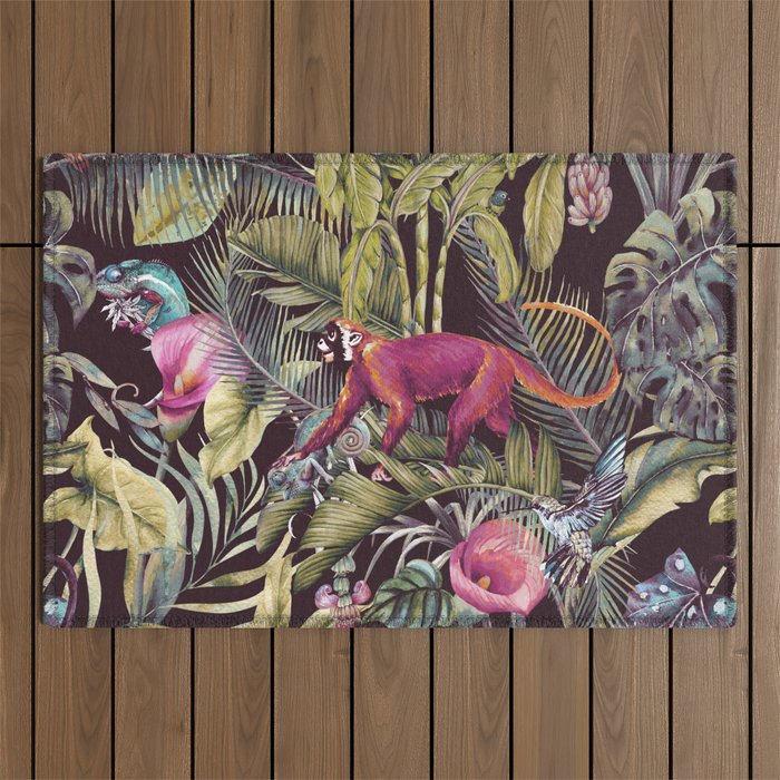 Fantasy in the nocturnal tropical jungle Outdoor Rug Gallery Image 1