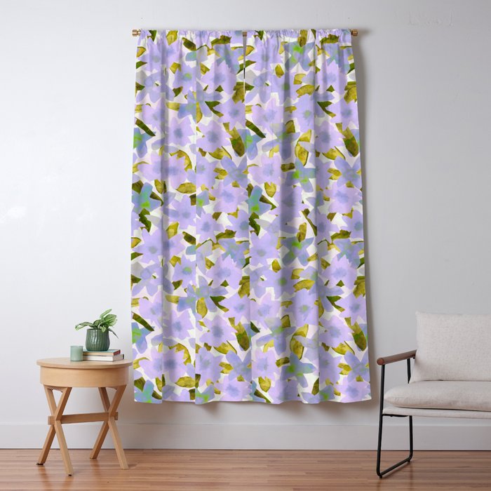 Lilac Watercolor Garden Window Curtain Gallery Image 5