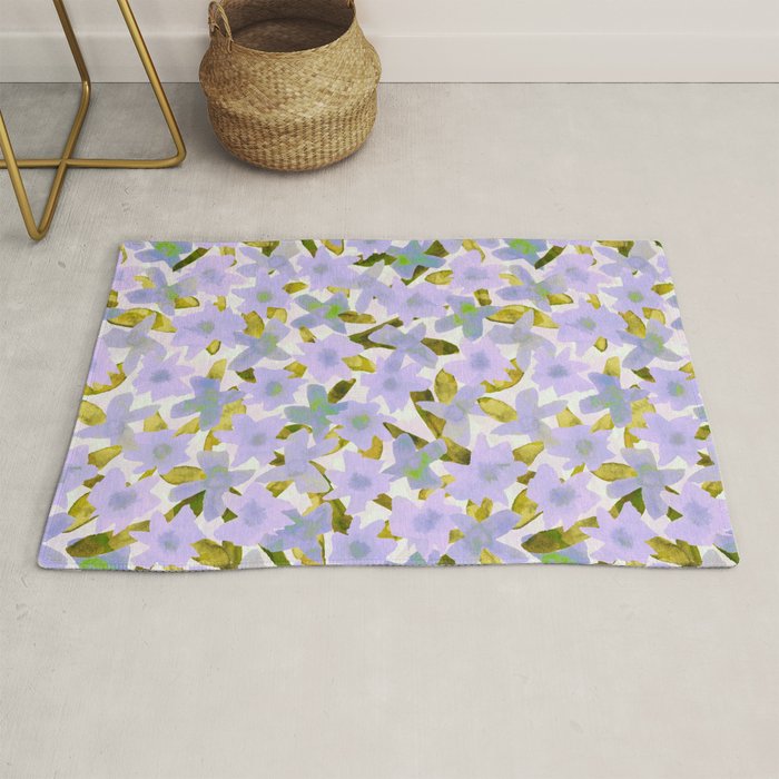 Lilac Watercolor Garden Rug Gallery Image 1