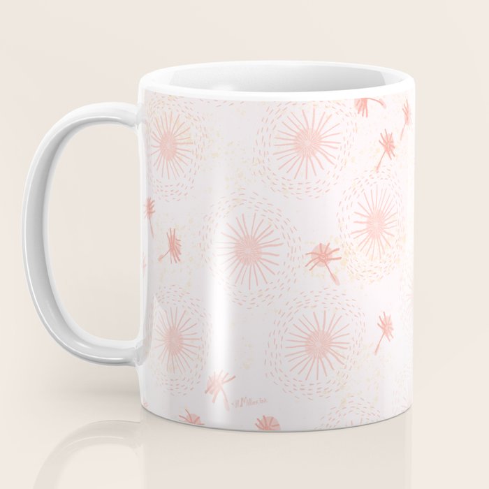 Make A Wish Dandelion Pattern in Pastel Pink & Peach Coffee Mug Gallery Image 3
