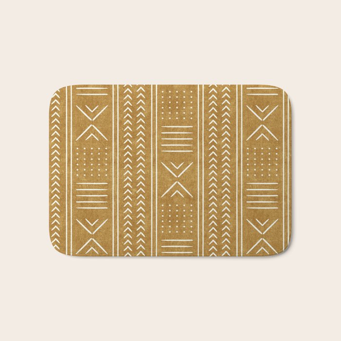 mustard mud cloth - arrow cross Bath Mat Gallery Image 1