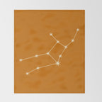 Virgo Zodiac Star Constellation Line Art Orange Throw Blanket Gallery Image 2