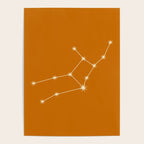 Virgo Zodiac Star Constellation Line Art Orange Poster Gallery Image 4