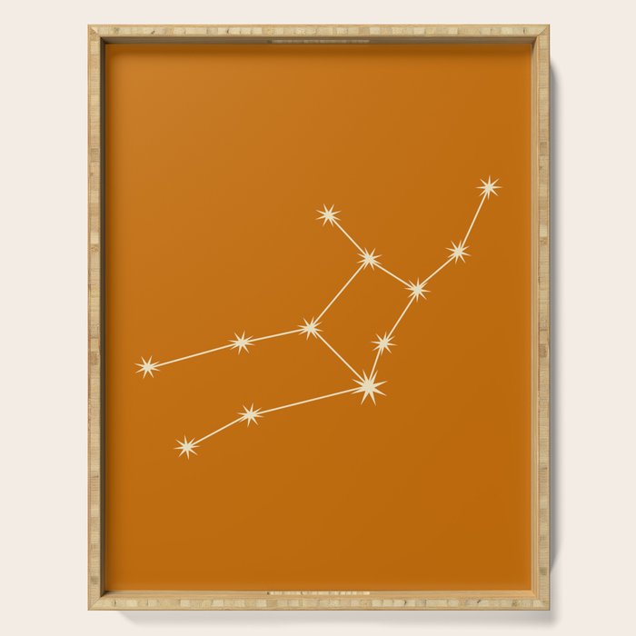 Virgo Zodiac Star Constellation Line Art Orange Serving Tray Gallery Image 1