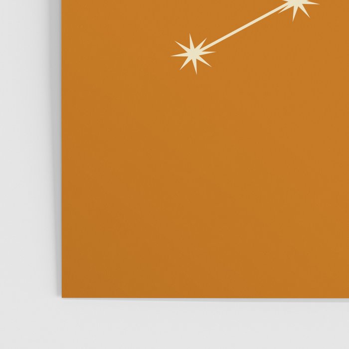 Virgo Zodiac Star Constellation Line Art Orange Poster Gallery Image 3