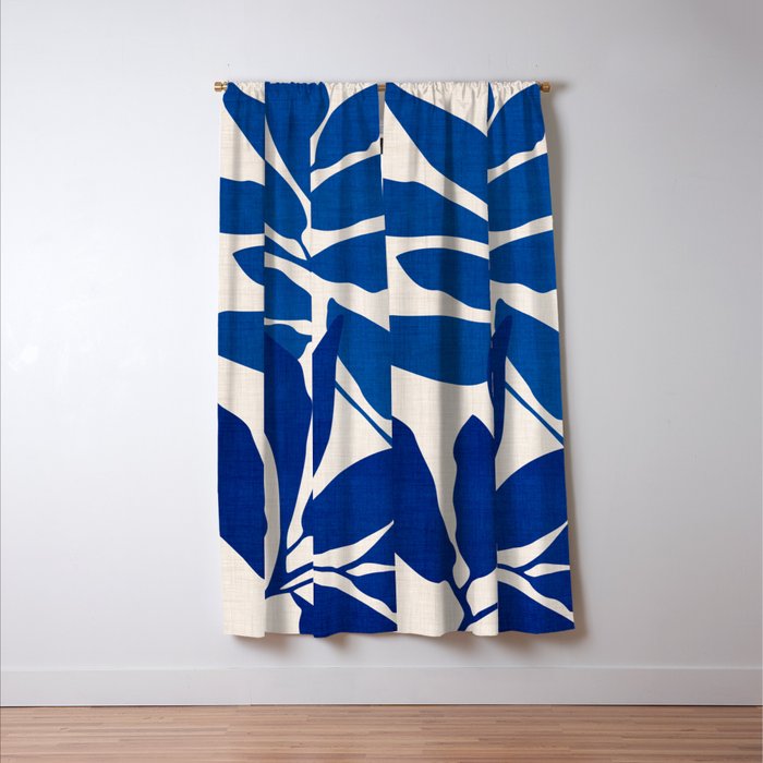 Indigo Forest - Minimal Botanical  Window Curtain Gallery Image 3