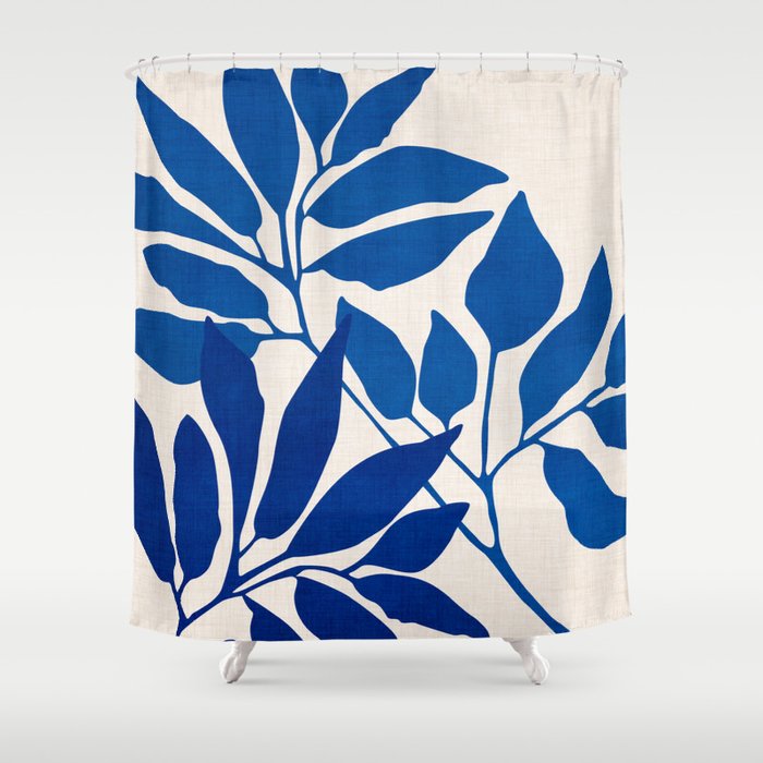 Indigo Forest - Minimal Botanical  Shower Curtain Gallery Image 1