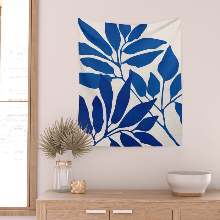 Indigo Forest - Minimal Botanical  Wall Tapestry Gallery Image 2