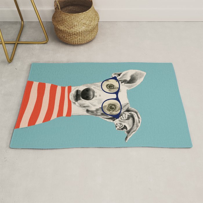 Portrait of a greyhound dog II Rug Gallery Image 1