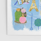 Paris France Map Illustration & Pattern in Blue Poster Gallery Image 3