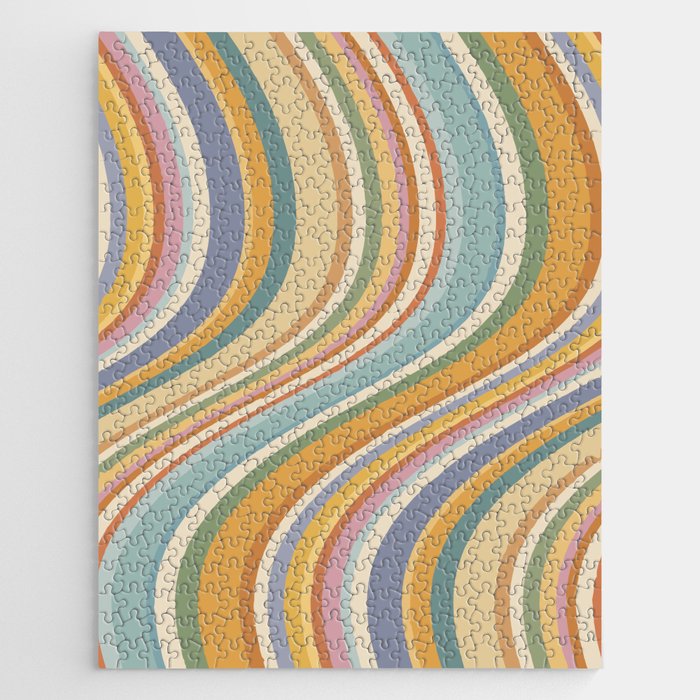 Wavy Stripes VI - Vintage Pastel Jigsaw Puzzle Gallery Image 1