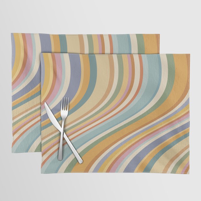 Wavy Stripes VI - Vintage Pastel Placemat Gallery Image 1