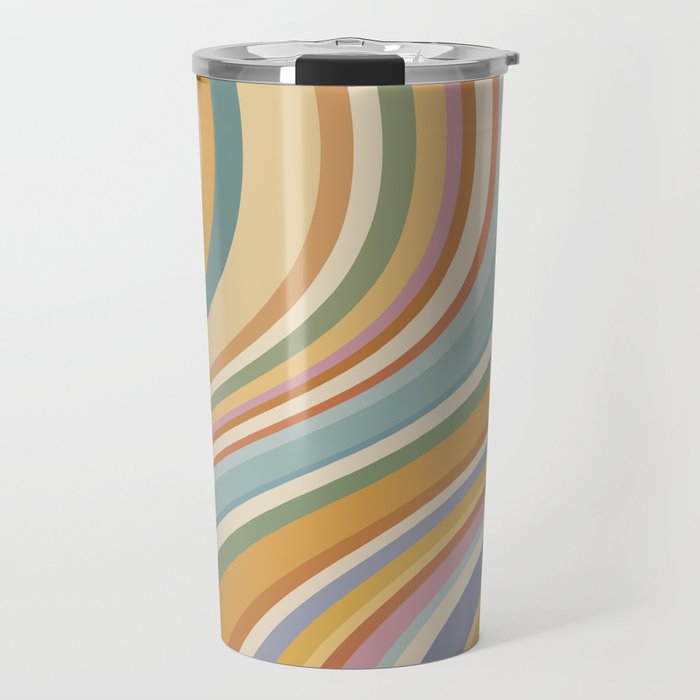 Wavy Stripes VI - Vintage Pastel Travel Mug Gallery Image 1
