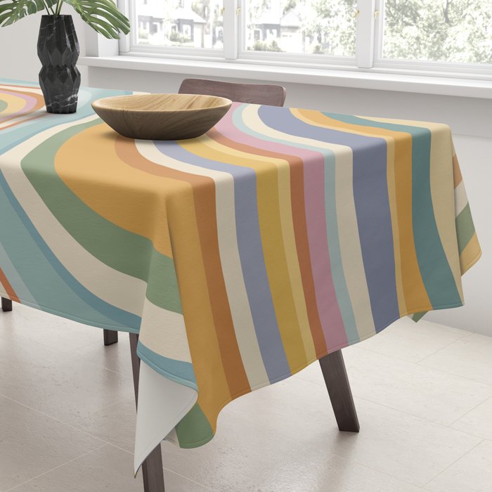 Wavy Stripes VI - Vintage Pastel Tablecloth Gallery Image 3