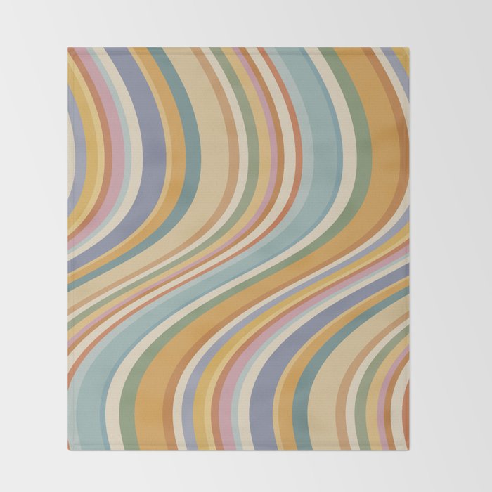 Wavy Stripes VI - Vintage Pastel Throw Blanket Gallery Image 2