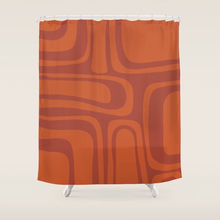 Palm Springs Mid Century Modern Abstract in Mid Mod Burnt Orange Shower Curtain Gallery Image 1