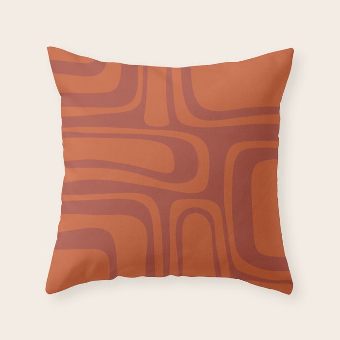 Palm Springs Mid Century Modern Abstract in Mid Mod Burnt Orange Throw Pillow Gallery Image 1