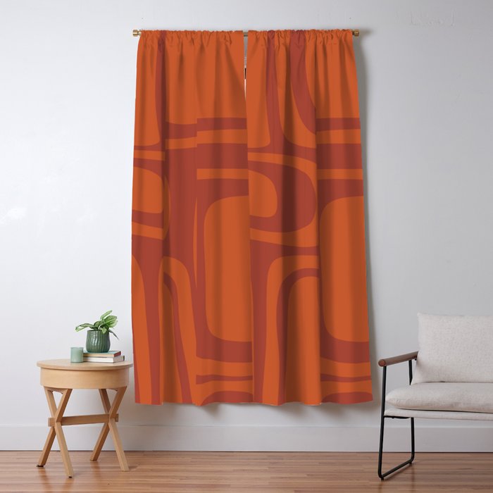 Palm Springs Mid Century Modern Abstract in Mid Mod Burnt Orange Window Curtain Gallery Image 1