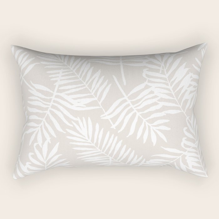 Tropical Palm Leaves - Palm Leaf Pattern - Sandy Beige Rectangular Pillow Gallery Image 2