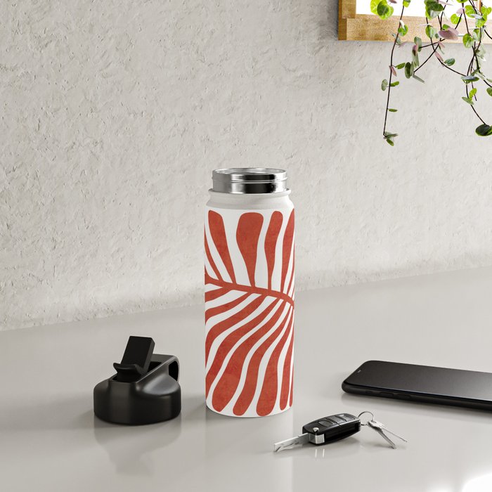 Terracotta abstract leaf Water Bottle Gallery Image 4